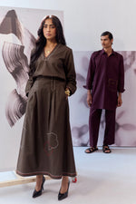 Load image into Gallery viewer, DOODLE SKIRT SET- OLIVE