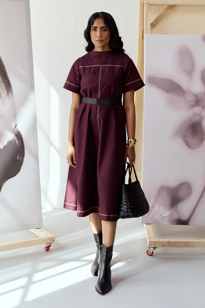 DOODLE MIDI DRESS-VINO
