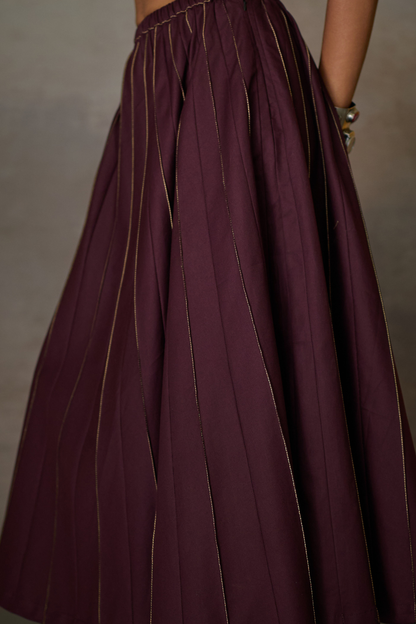 PINTUCK SOHO SKIRT SET- MERLOT