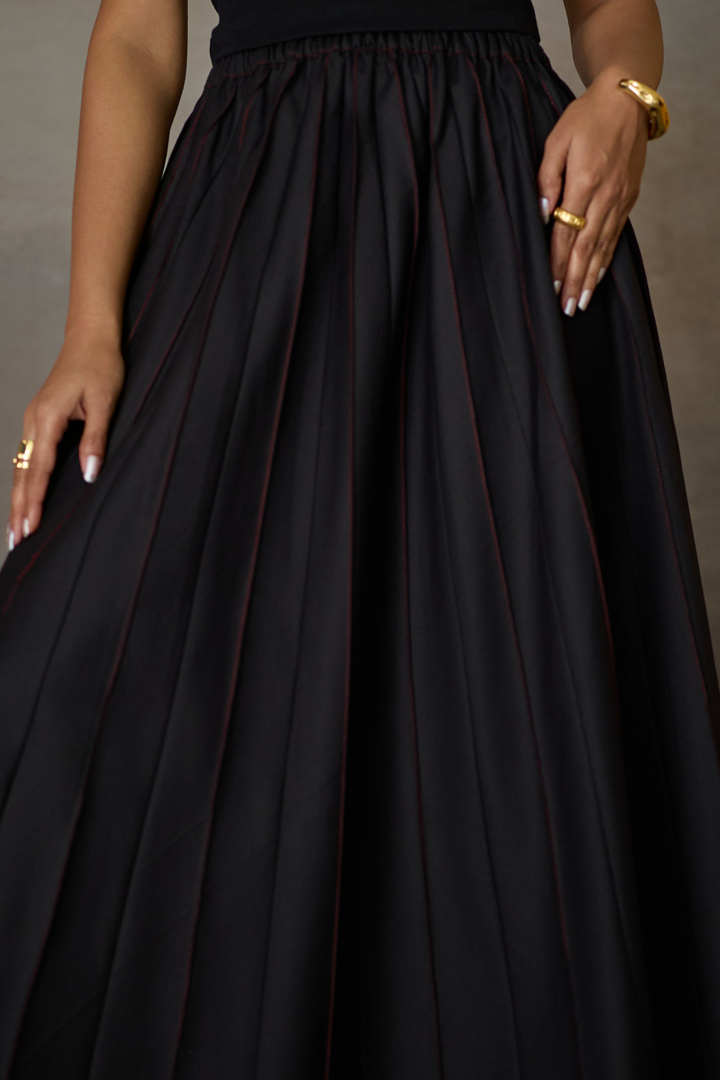 PINTUCK SOHO SKIRT SET- BLACK
