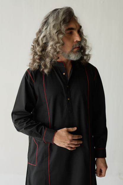 TAILORED KURTA SET- BLACK