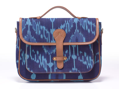 Office Satchel- Blue Ikat - October Jaipur