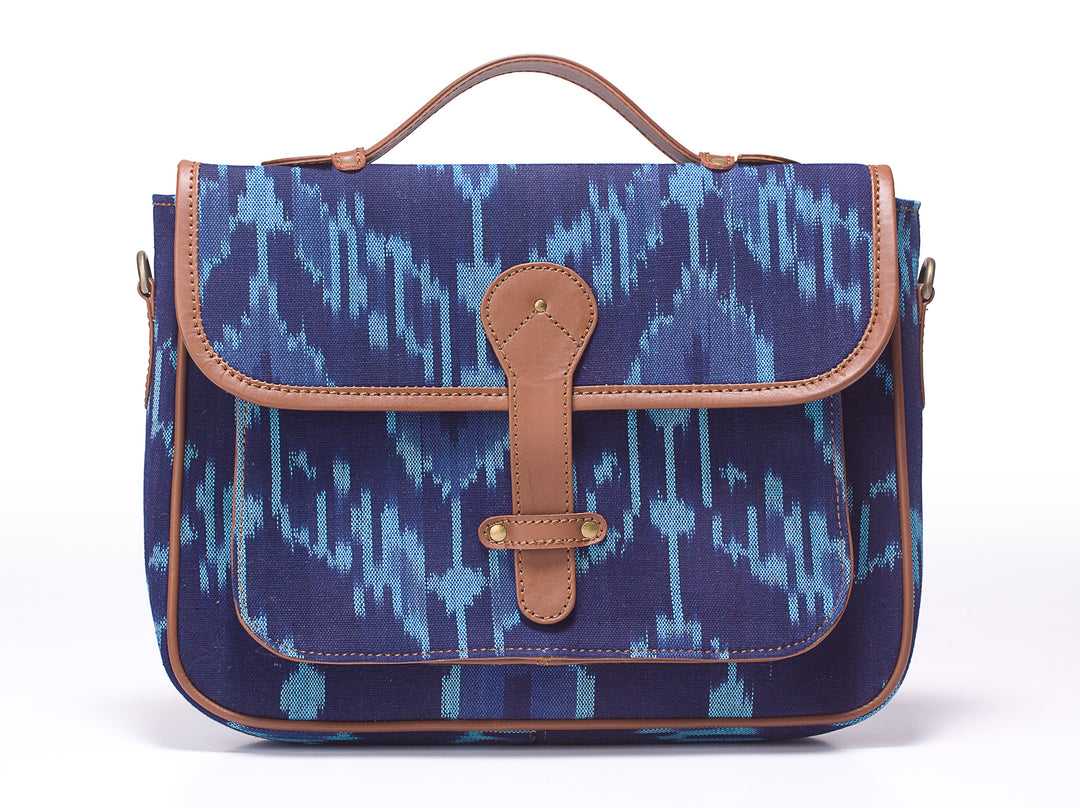 Office Satchel- Blue Ikat - October Jaipur
