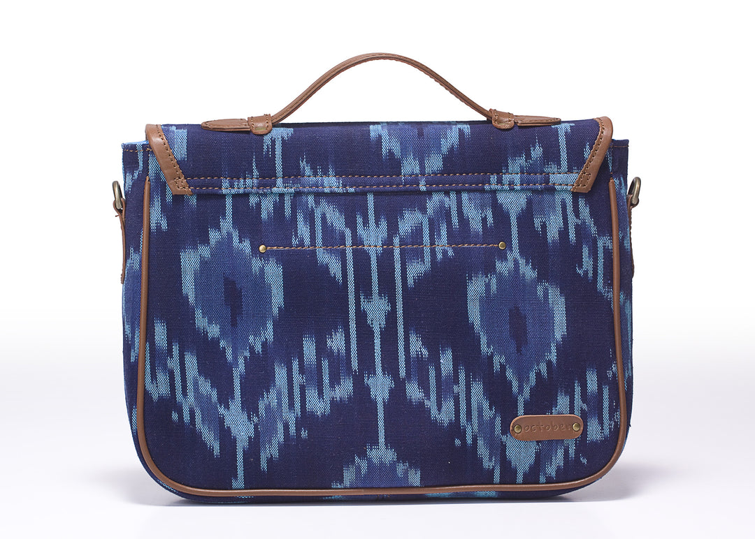 Office Satchel- Blue Ikat - October Jaipur