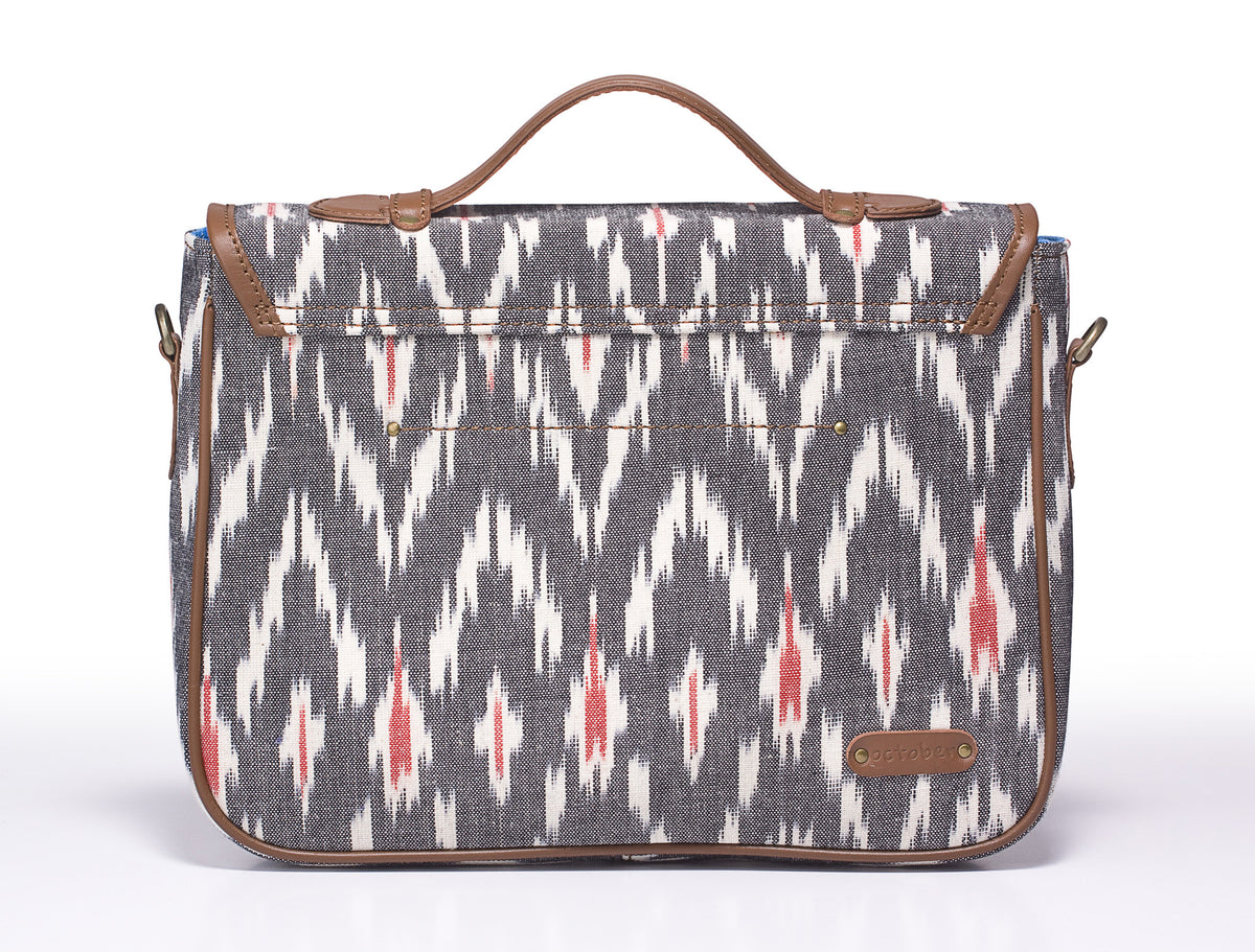 Office Satchel- Grey Ikat - October Jaipur