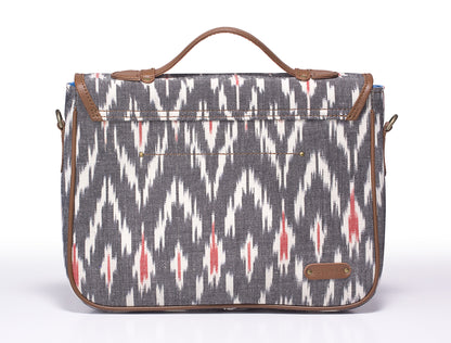 Office Satchel- Grey Ikat - October Jaipur