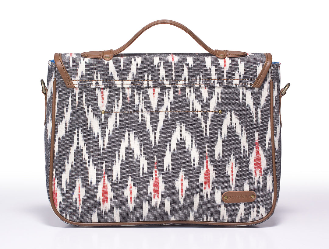 Office Satchel- Grey Ikat - October Jaipur