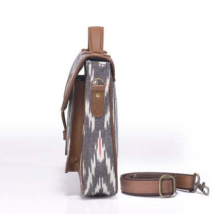 Office Satchel- Grey Ikat - October Jaipur