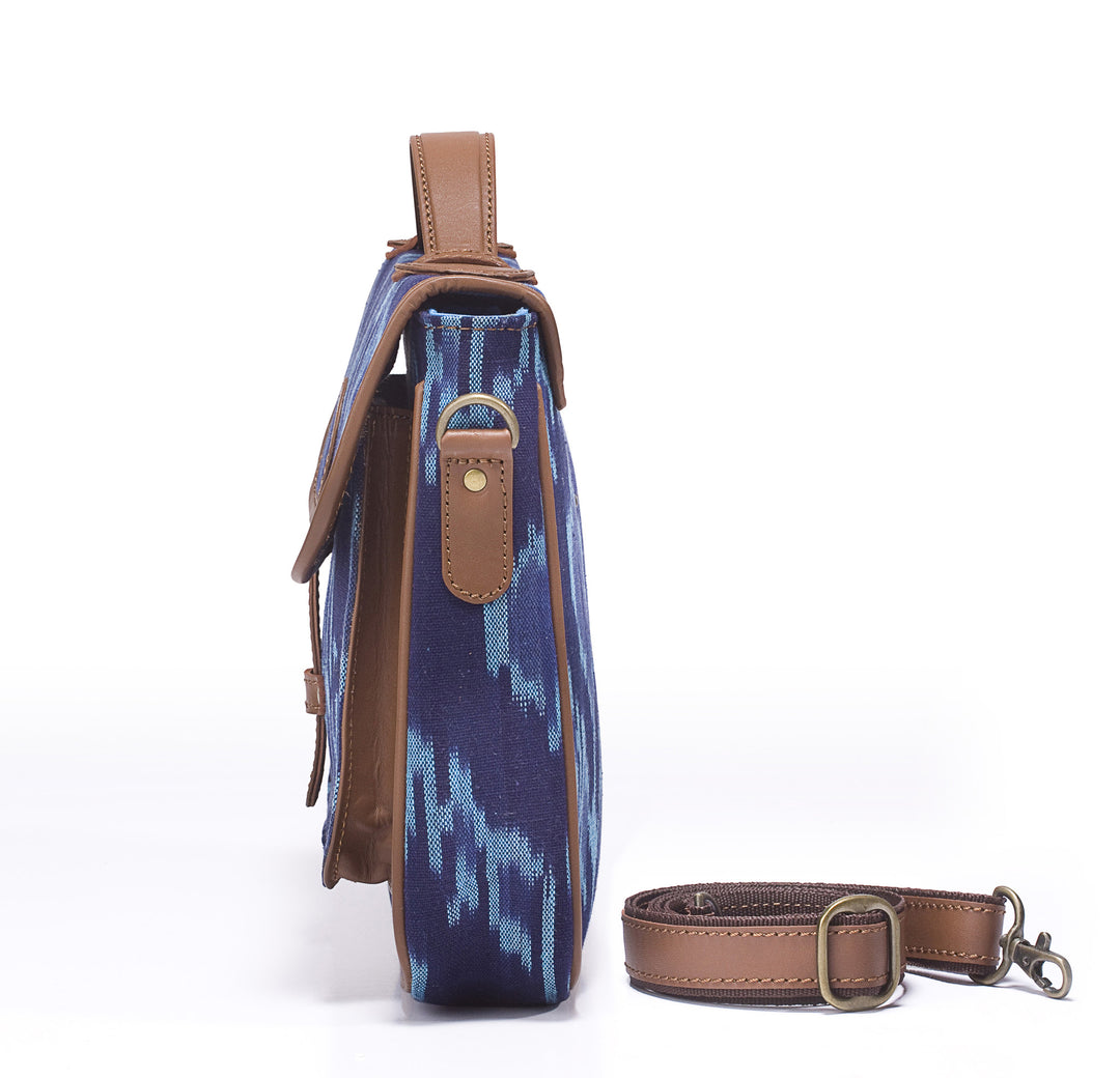 Office Satchel- Blue Ikat - October Jaipur