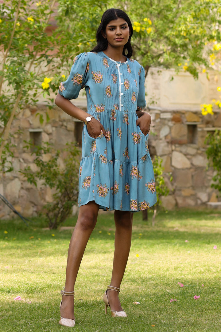 Saira Pleat Dress- Floral