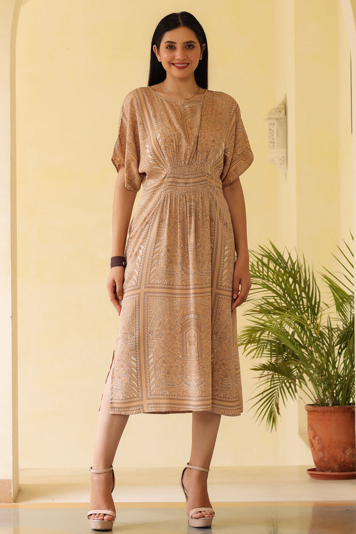 Mira Durbar Dress- Tan