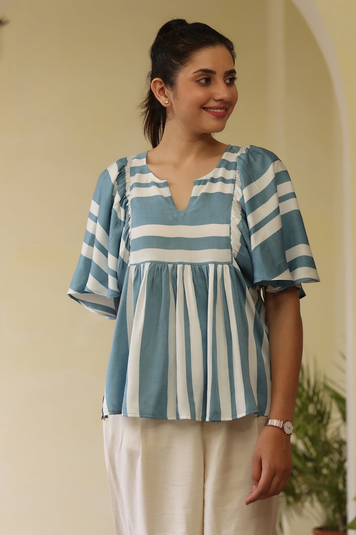 Ruffle Top-Stripes