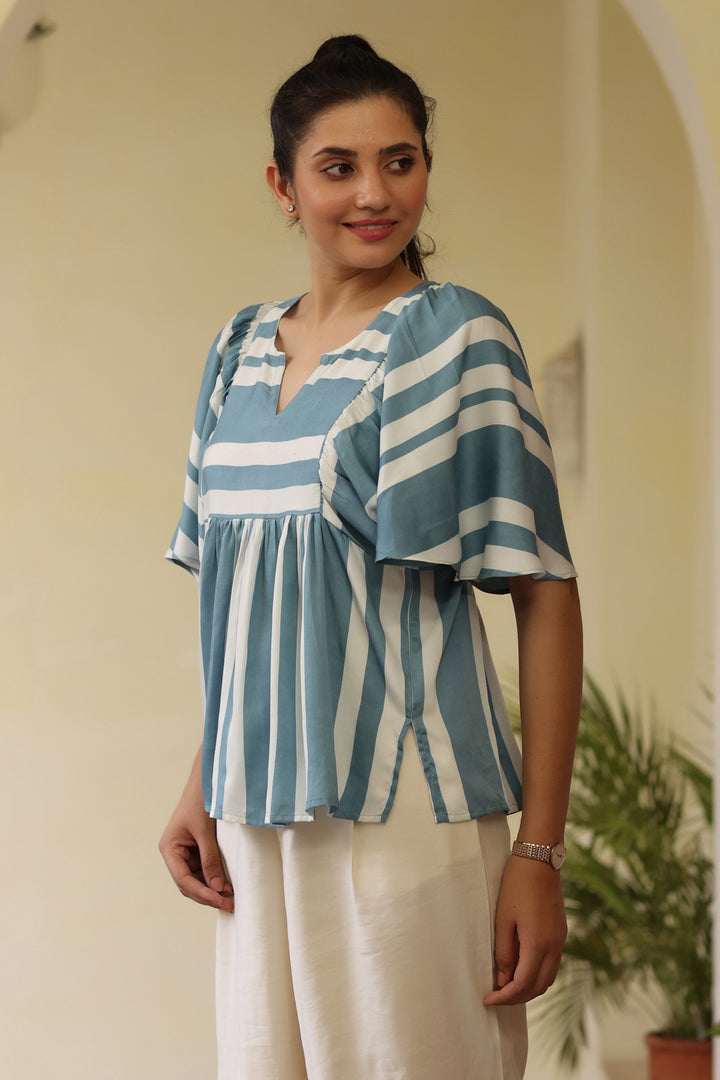 Ruffle Top-Stripes