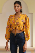 Load image into Gallery viewer, Ruffle Blouse Top-Mustard