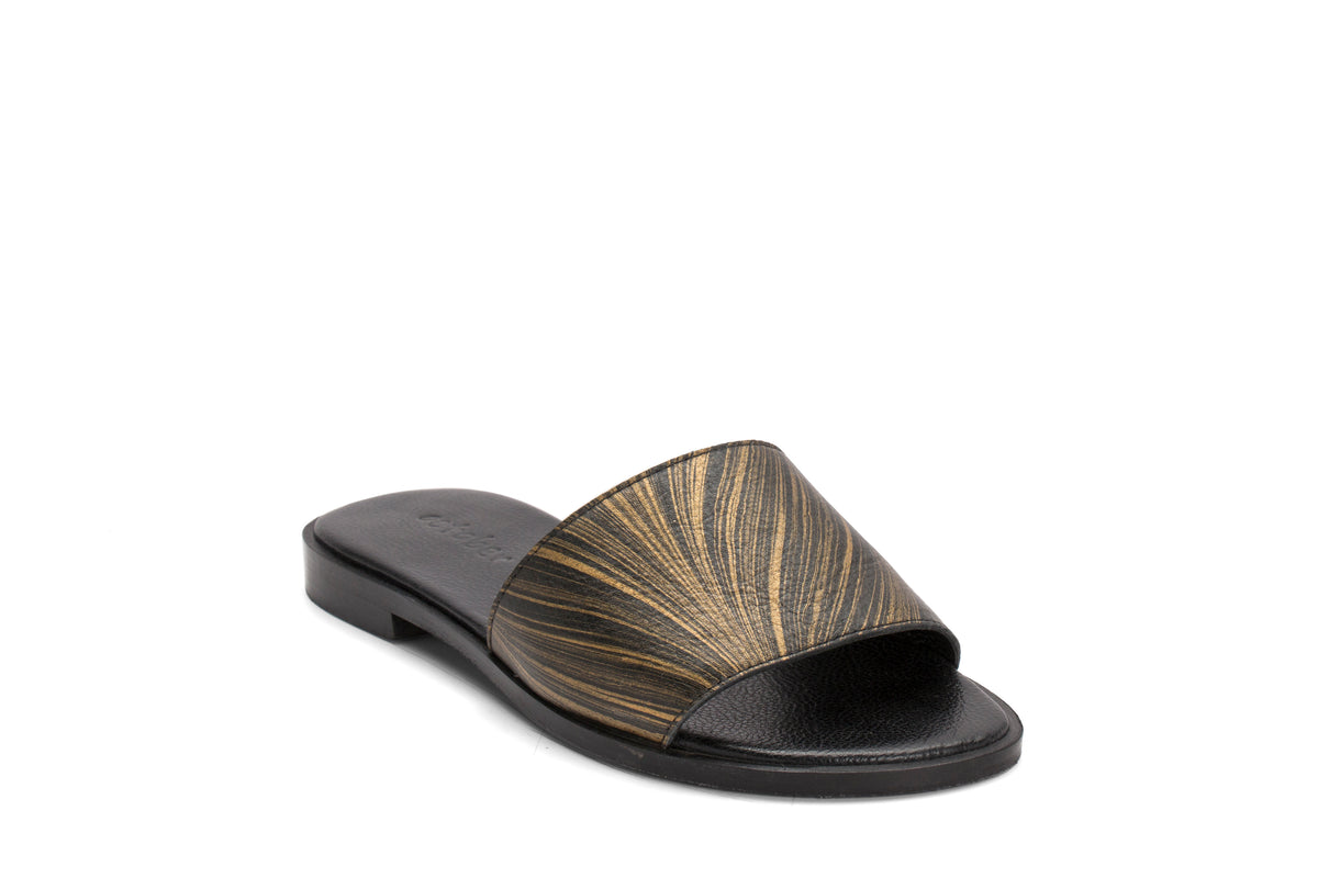 Single strap slides- Black Gold - October Jaipur