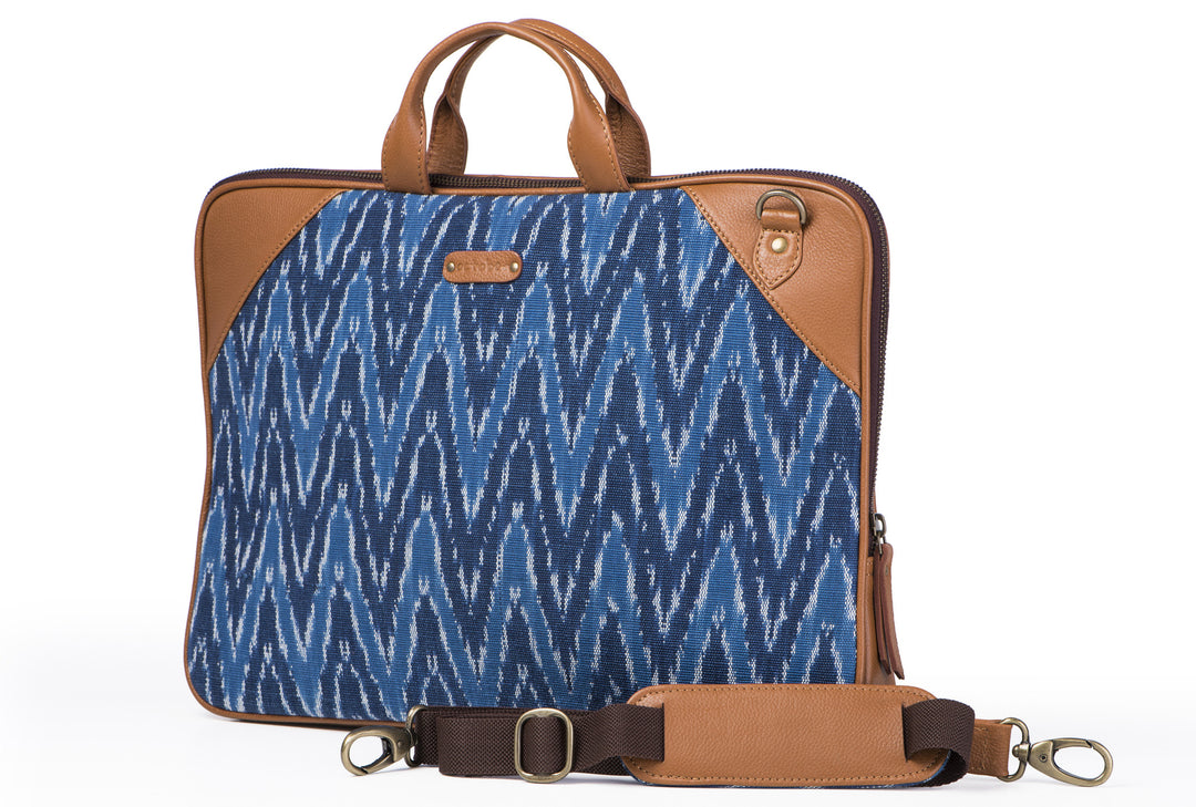 Laptop Bag - Blue Ikat Durrie - October Jaipur