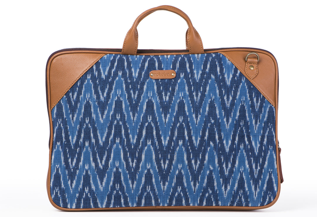 Laptop Bag - Blue Ikat Durrie - October Jaipur