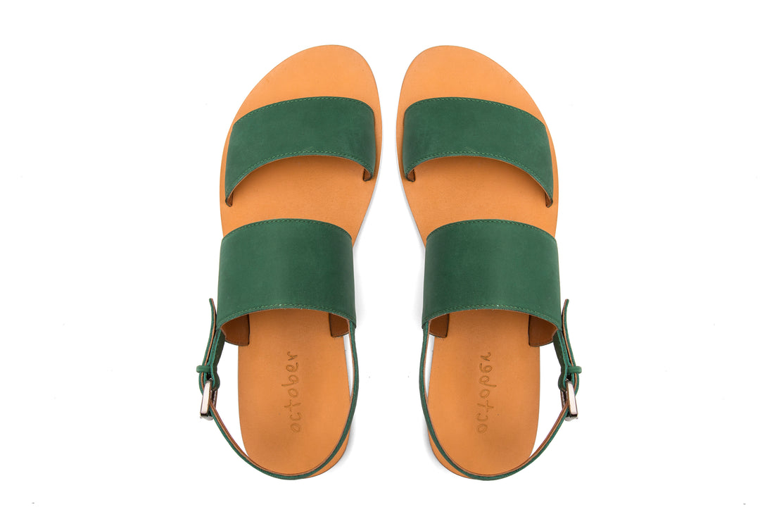 DOUBLE STRAP SANDAL- GREEN - October Jaipur