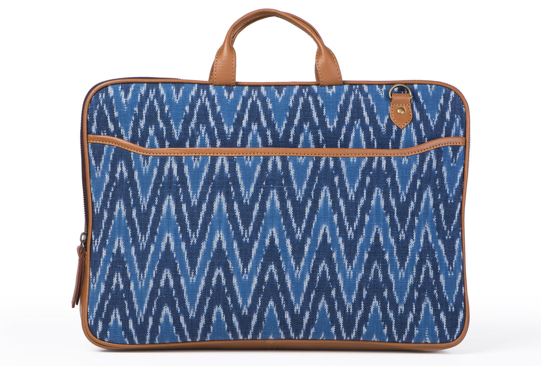 Laptop Bag - Blue Ikat Durrie - October Jaipur