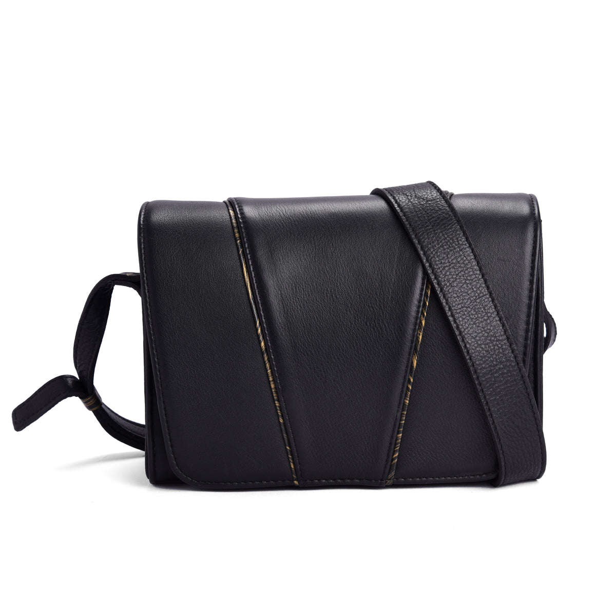 BLACK LEATHER SATCHEL- THE MUSE - October Jaipur