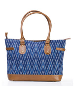 Load image into Gallery viewer, Tote- Blue Ikat Durrie - October Jaipur