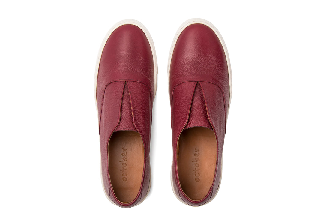 Sneakers- Maroon Leather - October Jaipur