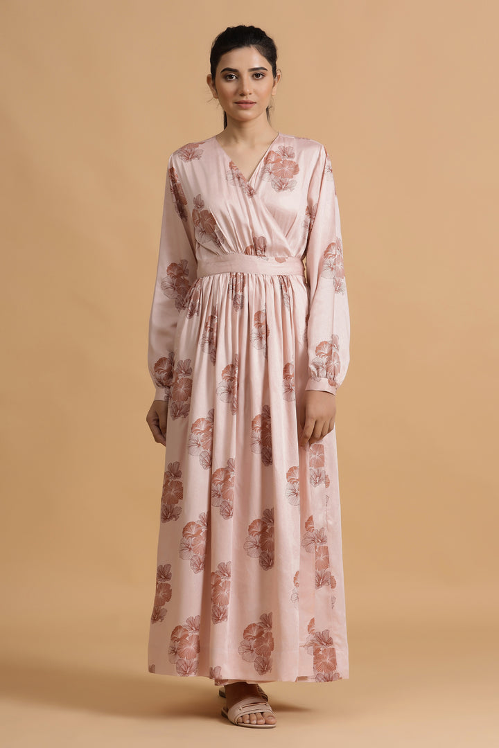 Mannington Wrap Dress - Blush Posy - October Jaipur