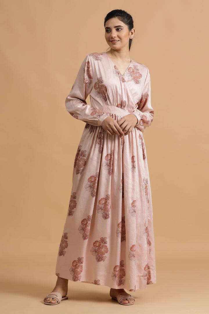 Mannington Wrap Dress - Blush Posy - October Jaipur