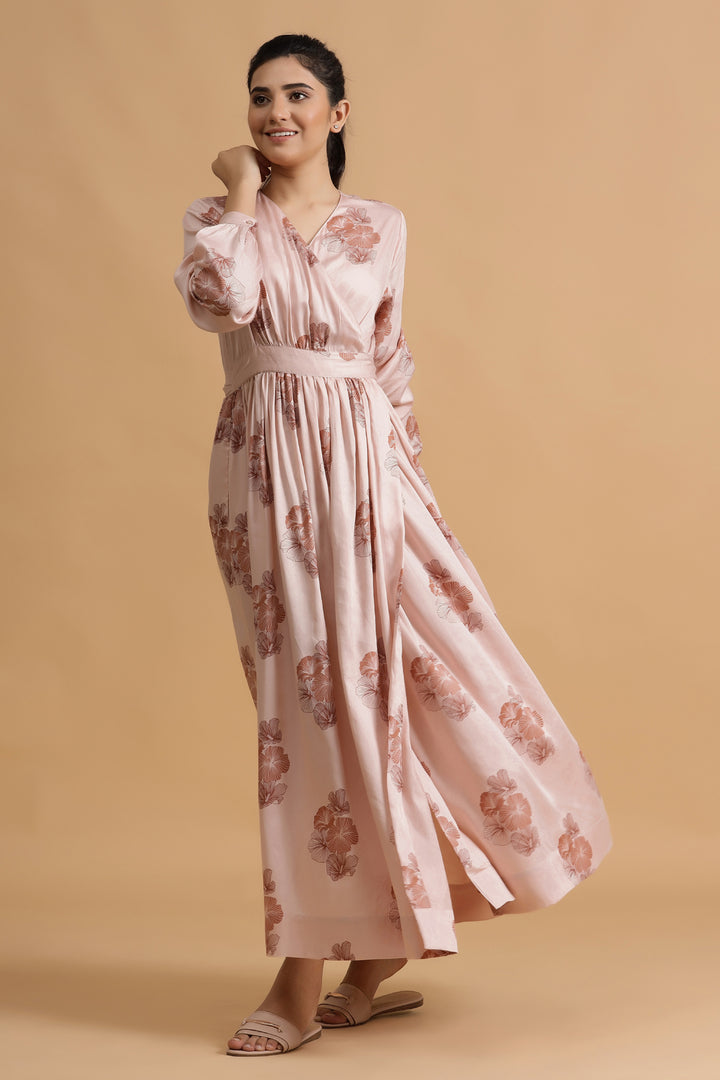 Mannington Wrap Dress - Blush Posy - October Jaipur