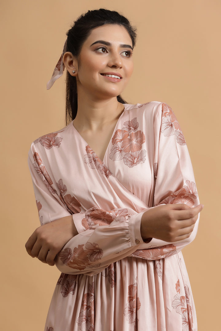 Mannington Wrap Dress - Blush Posy - October Jaipur