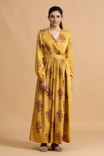 Load image into Gallery viewer, Mannington Wrap Dress- Mustard Posy - October Jaipur