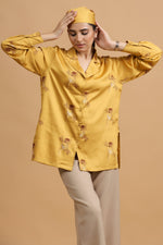 Load image into Gallery viewer, Oxfordshire Lapel Shirt- Mustard Bouquet - October Jaipur