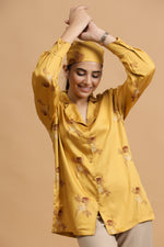 Load image into Gallery viewer, Oxfordshire Lapel Shirt- Mustard Bouquet - October Jaipur