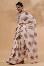 Load image into Gallery viewer, Blush Posy- Silk Crepe Saree - October Jaipur
