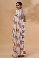 Load image into Gallery viewer, Blush Posy- Silk Crepe Saree - October Jaipur