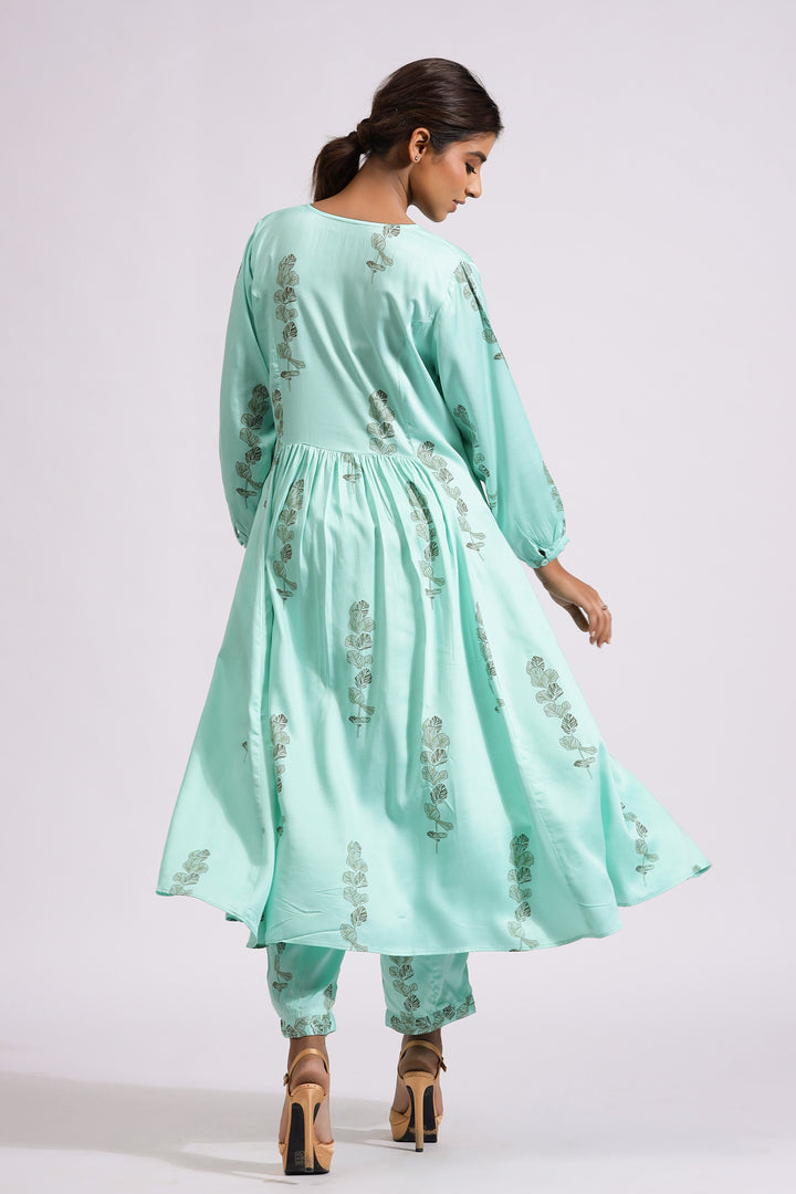 Shahnaz Co-ord Set-Green Ash - October Jaipur