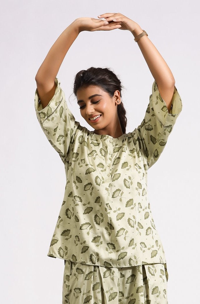 Valeria TOP- OLIVE PETALS - October Jaipur