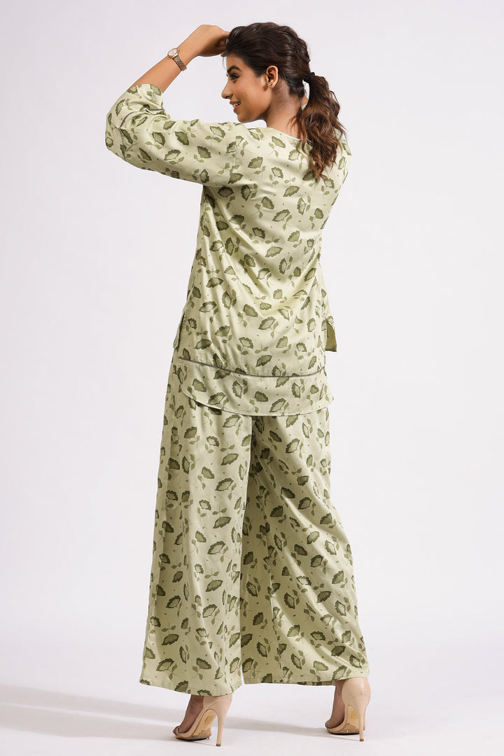 Valeria Co-ord Set- Olive Petals - October Jaipur