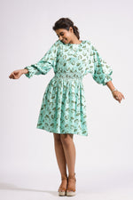 Load image into Gallery viewer, Kate Short Dress- Green Ash Petals - October Jaipur
