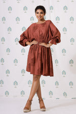 Load image into Gallery viewer, Kate Short Dress- Rust Posy - October Jaipur