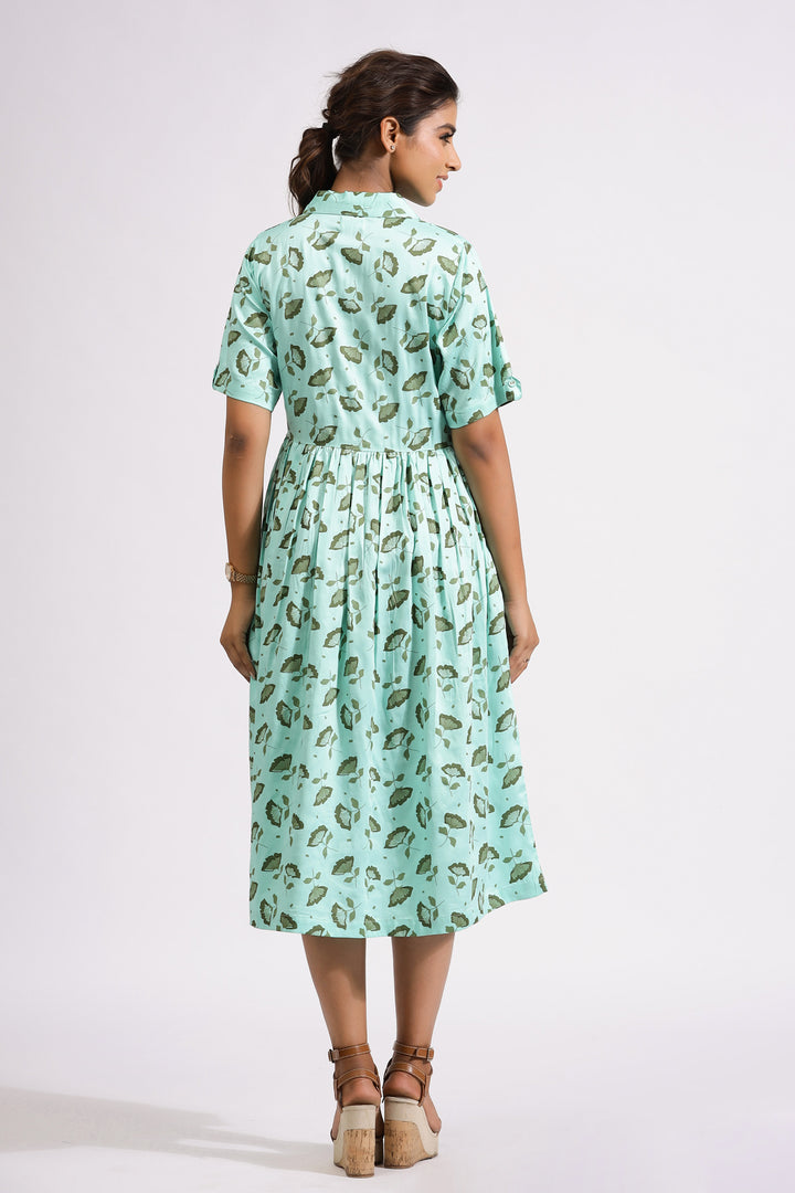 Ava Lapel Dress- Green Ash - October Jaipur