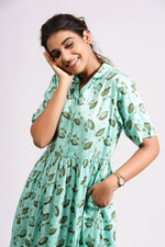 Load image into Gallery viewer, Ava Lapel Dress- Green Ash - October Jaipur
