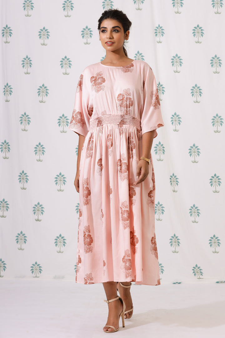 Kate Long Dress- Blush Posy - October Jaipur