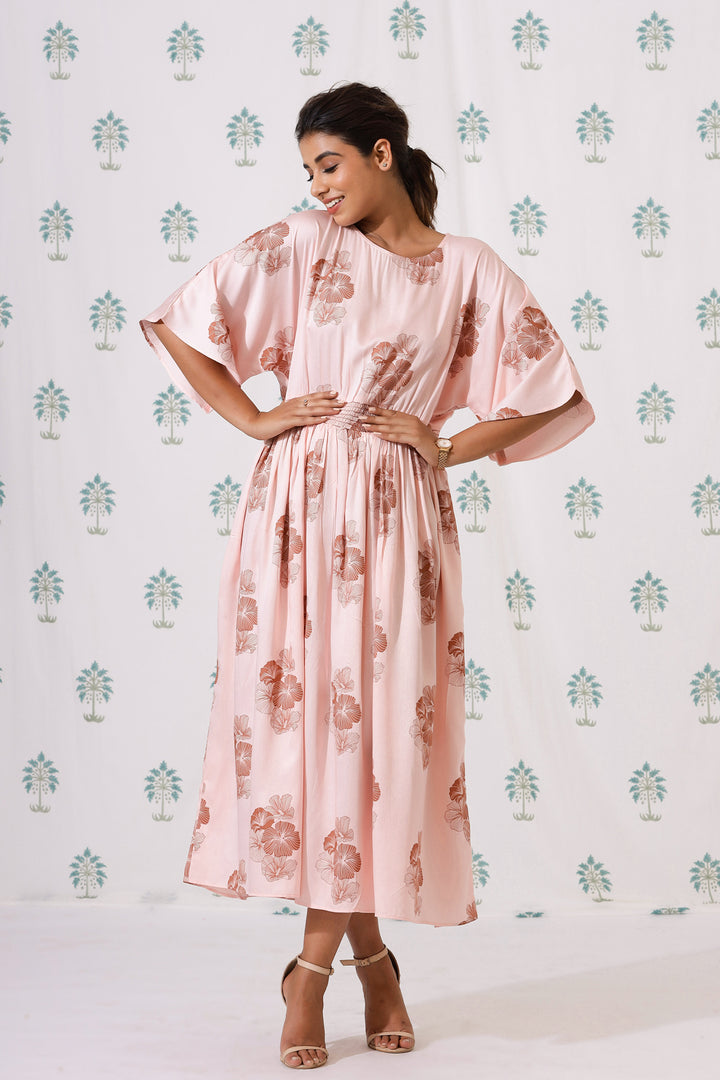 Kate Long Dress- Blush Posy - October Jaipur