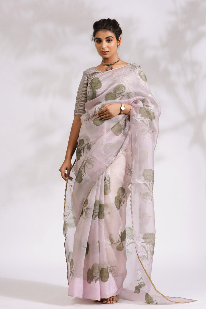 Purple Rose- Silk Organza Saree - October Jaipur