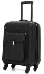 Load image into Gallery viewer, Dapper Wheels-Leather Trolley Bag Black - October Jaipur
