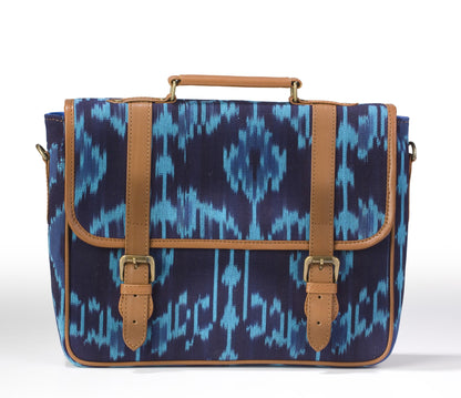 Laptop Briefcase- Blue Ikat - October Jaipur