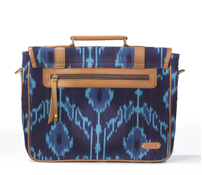 Laptop Briefcase- Blue Ikat - October Jaipur