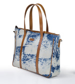 Load image into Gallery viewer, Office Handbag- Indigo Scratch - October Jaipur
