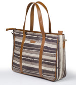 Load image into Gallery viewer, Office  Handbag- Grey Stripe - October Jaipur
